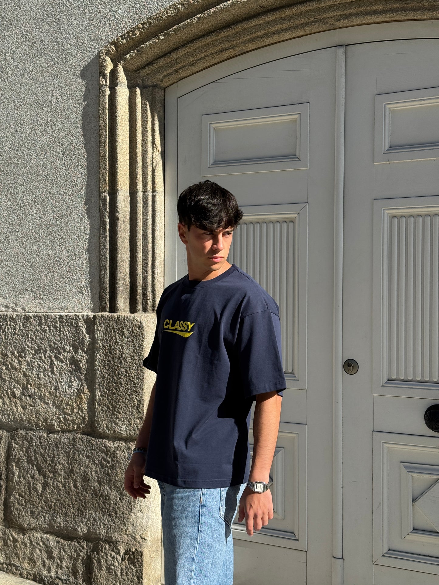 DARK BLUE CROPPED TEE